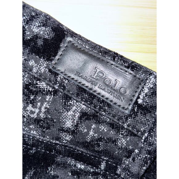 POLO RALPH LAUREN black silver metallic Arye Tompkins skinny cropped pants - Picture 10 of 12